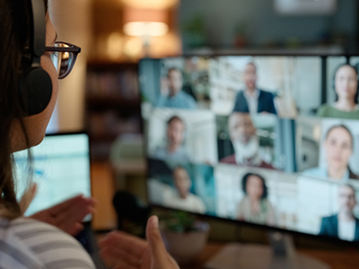 Woman in a video conference call
